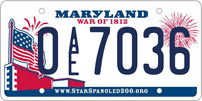 MD license plate 0AE7036