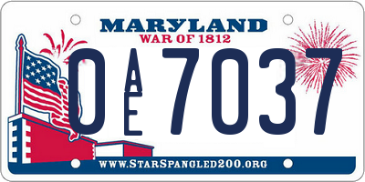 MD license plate 0AE7037