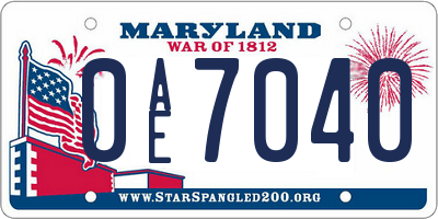 MD license plate 0AE7040
