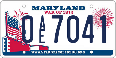 MD license plate 0AE7041