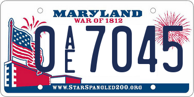 MD license plate 0AE7045