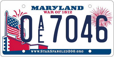 MD license plate 0AE7046