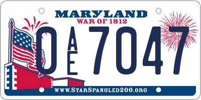 MD license plate 0AE7047