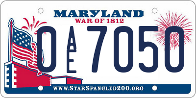 MD license plate 0AE7050