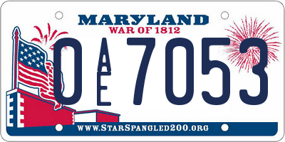 MD license plate 0AE7053