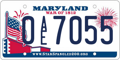 MD license plate 0AE7055