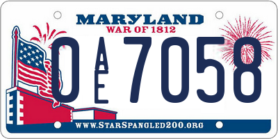 MD license plate 0AE7058