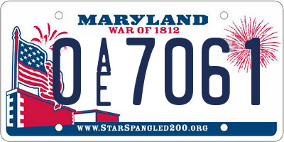 MD license plate 0AE7061