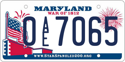 MD license plate 0AE7065