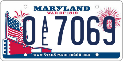 MD license plate 0AE7069