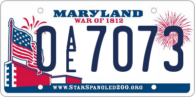 MD license plate 0AE7073