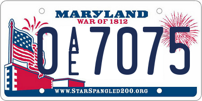 MD license plate 0AE7075