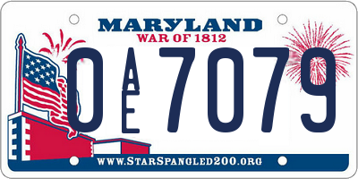 MD license plate 0AE7079
