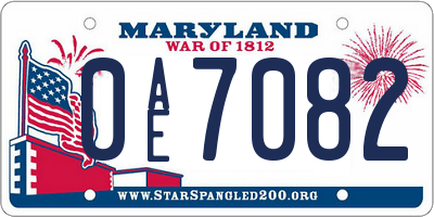MD license plate 0AE7082
