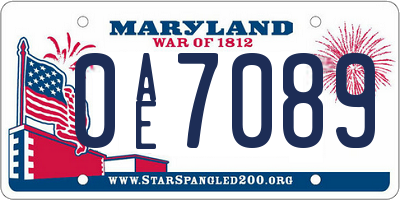 MD license plate 0AE7089