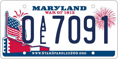 MD license plate 0AE7091