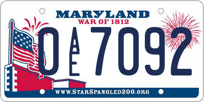MD license plate 0AE7092