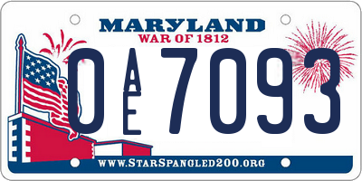 MD license plate 0AE7093