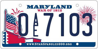 MD license plate 0AE7103