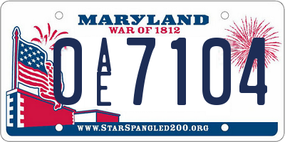 MD license plate 0AE7104