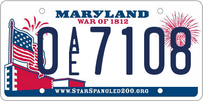 MD license plate 0AE7108