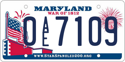 MD license plate 0AE7109