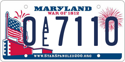 MD license plate 0AE7110