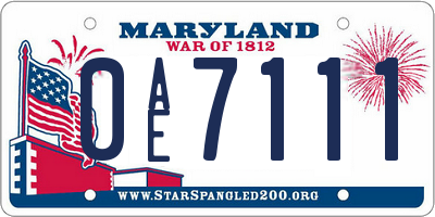 MD license plate 0AE7111