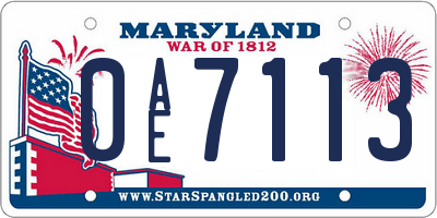 MD license plate 0AE7113