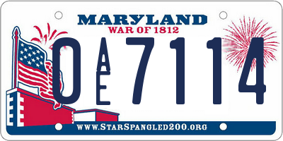MD license plate 0AE7114