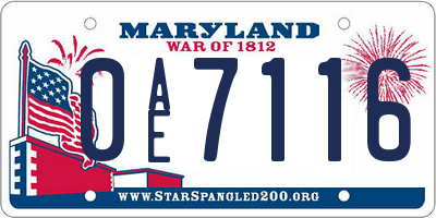 MD license plate 0AE7116