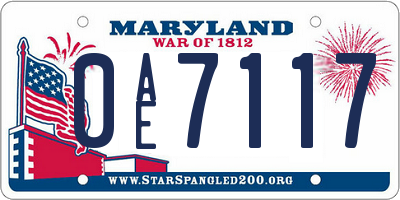 MD license plate 0AE7117