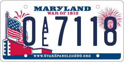 MD license plate 0AE7118