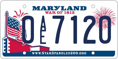MD license plate 0AE7120