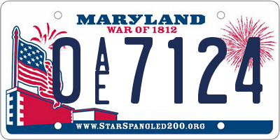 MD license plate 0AE7124