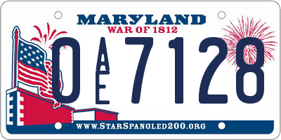 MD license plate 0AE7128