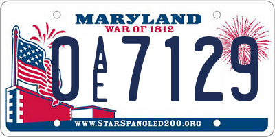 MD license plate 0AE7129