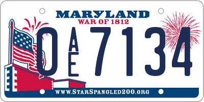 MD license plate 0AE7134