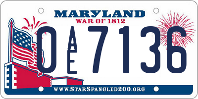 MD license plate 0AE7136