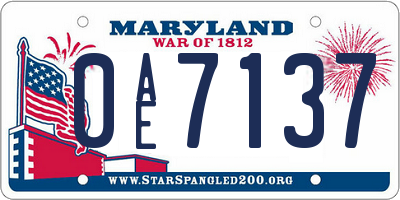 MD license plate 0AE7137