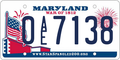 MD license plate 0AE7138