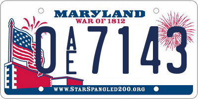 MD license plate 0AE7143