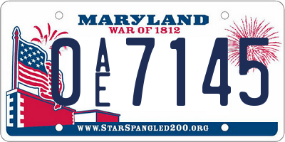 MD license plate 0AE7145