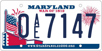 MD license plate 0AE7147