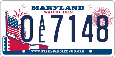 MD license plate 0AE7148