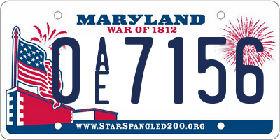 MD license plate 0AE7156