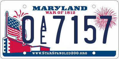 MD license plate 0AE7157