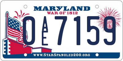 MD license plate 0AE7159