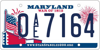 MD license plate 0AE7164