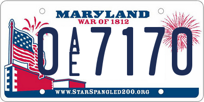 MD license plate 0AE7170